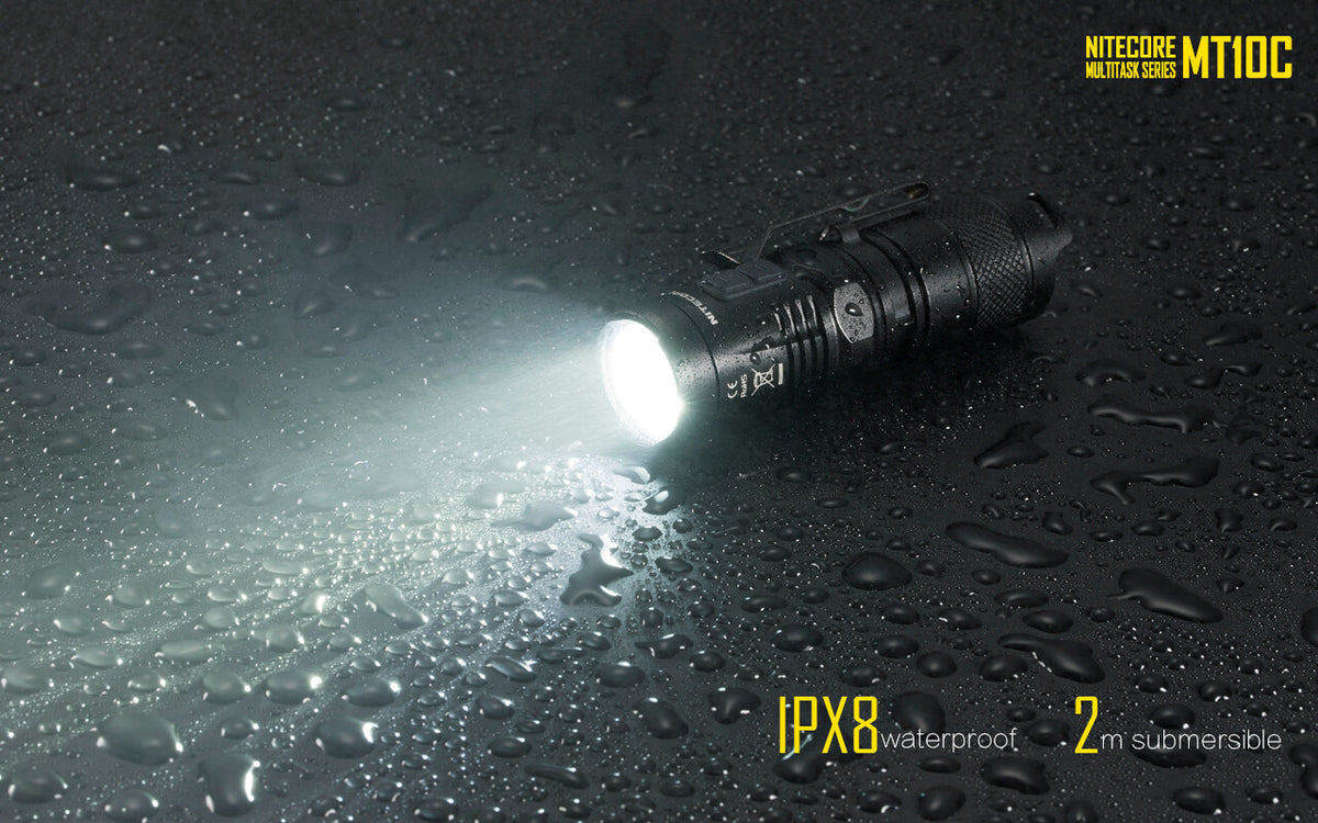 Compact Tactical Flashlight with Red & White LEDs, Batteries & Charger