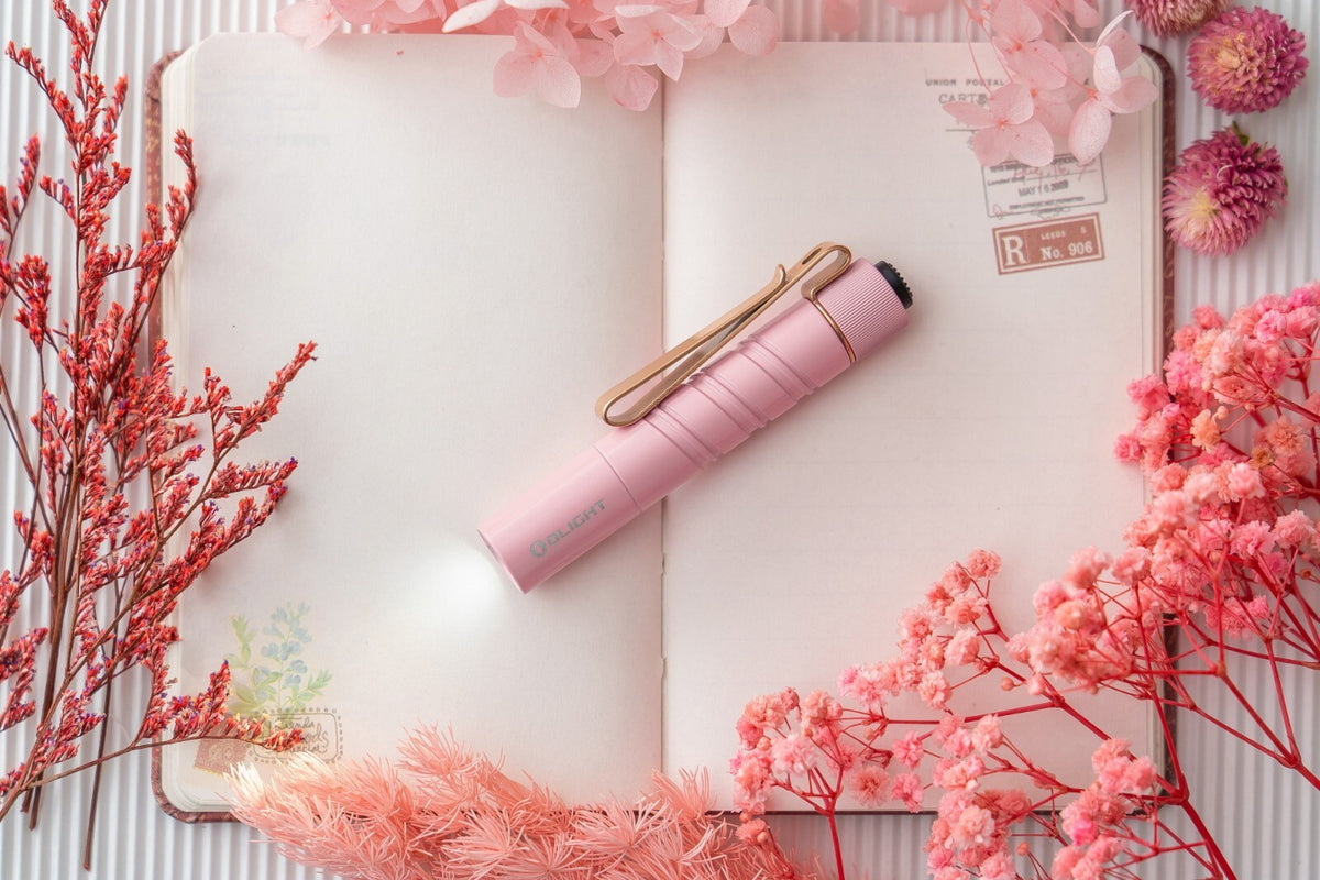 Pink Dual-Output EDC Flashlight with Tail Switch - 200L/300L Lumens