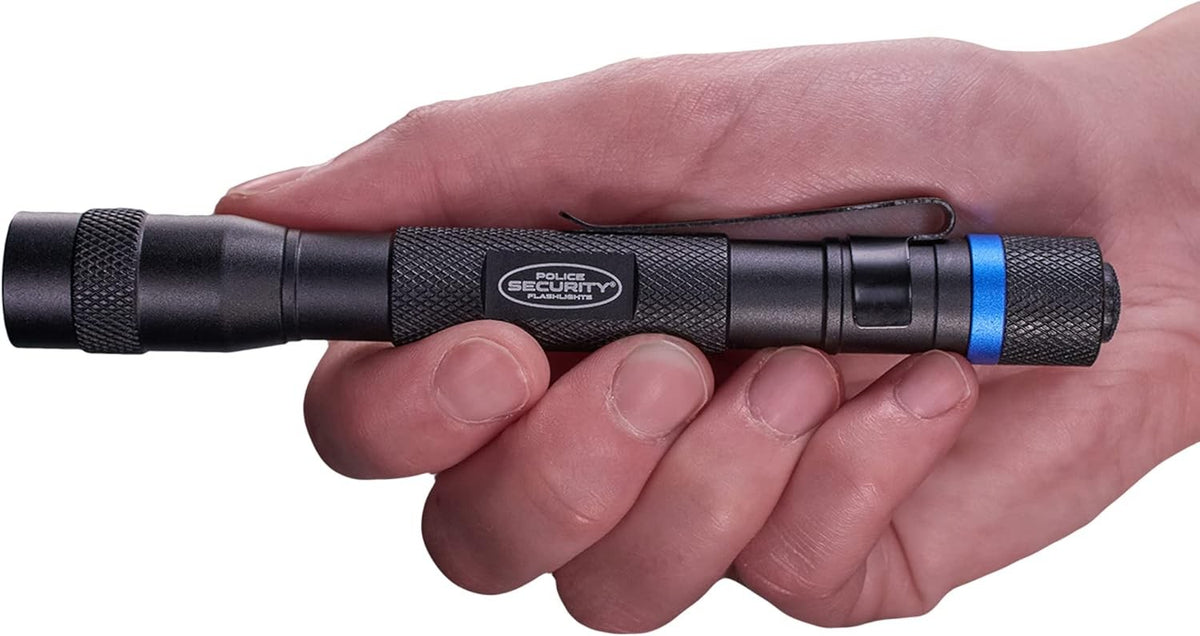 Police Security Bright Compact LED Pen Light - 120 Lumens, Water Resistant, Black