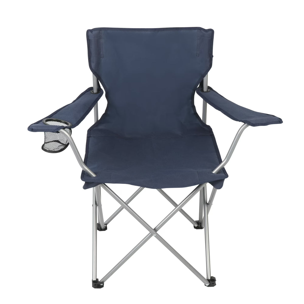 Quad Folding Camping Chair with Cup Holder - Dark Blue, Supports 250 lbs