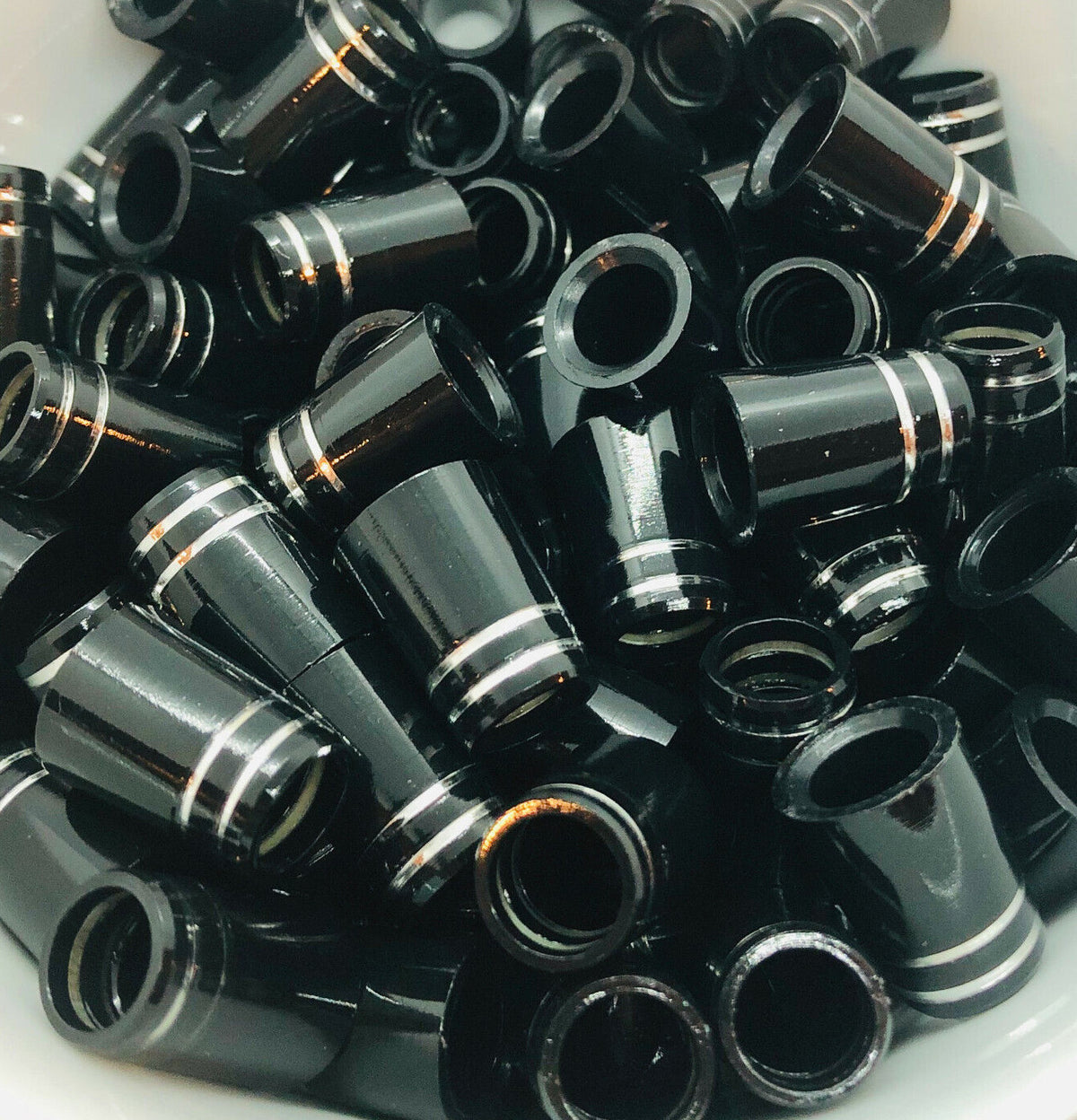 Golf Iron Ferrules Black with Double Silver Ring - Multiple Sizes