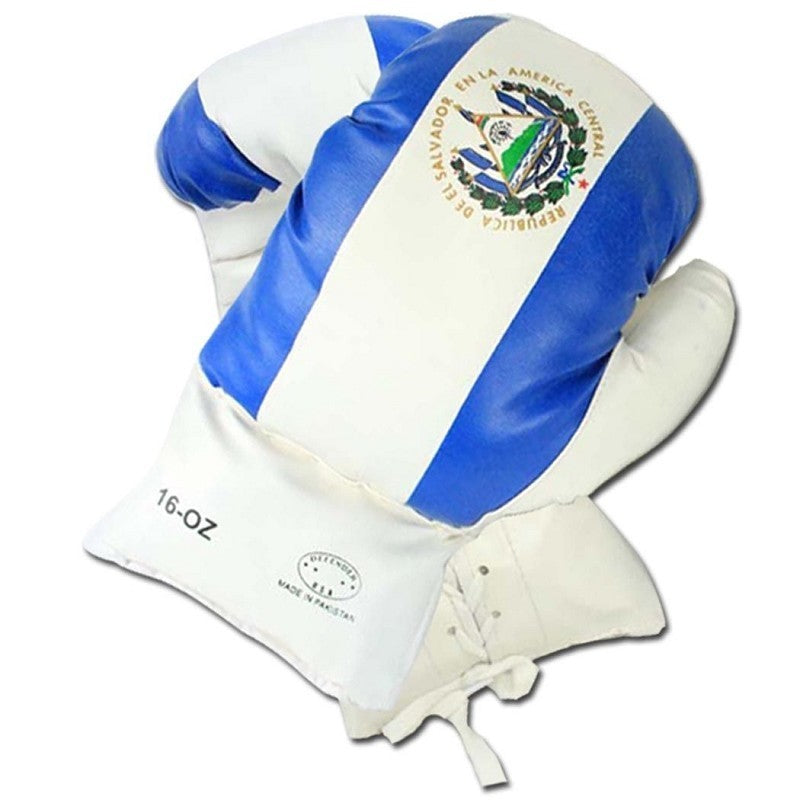 16oz Boxing Gloves with El Salvador Flag Vinyl Leather for Training & Practice