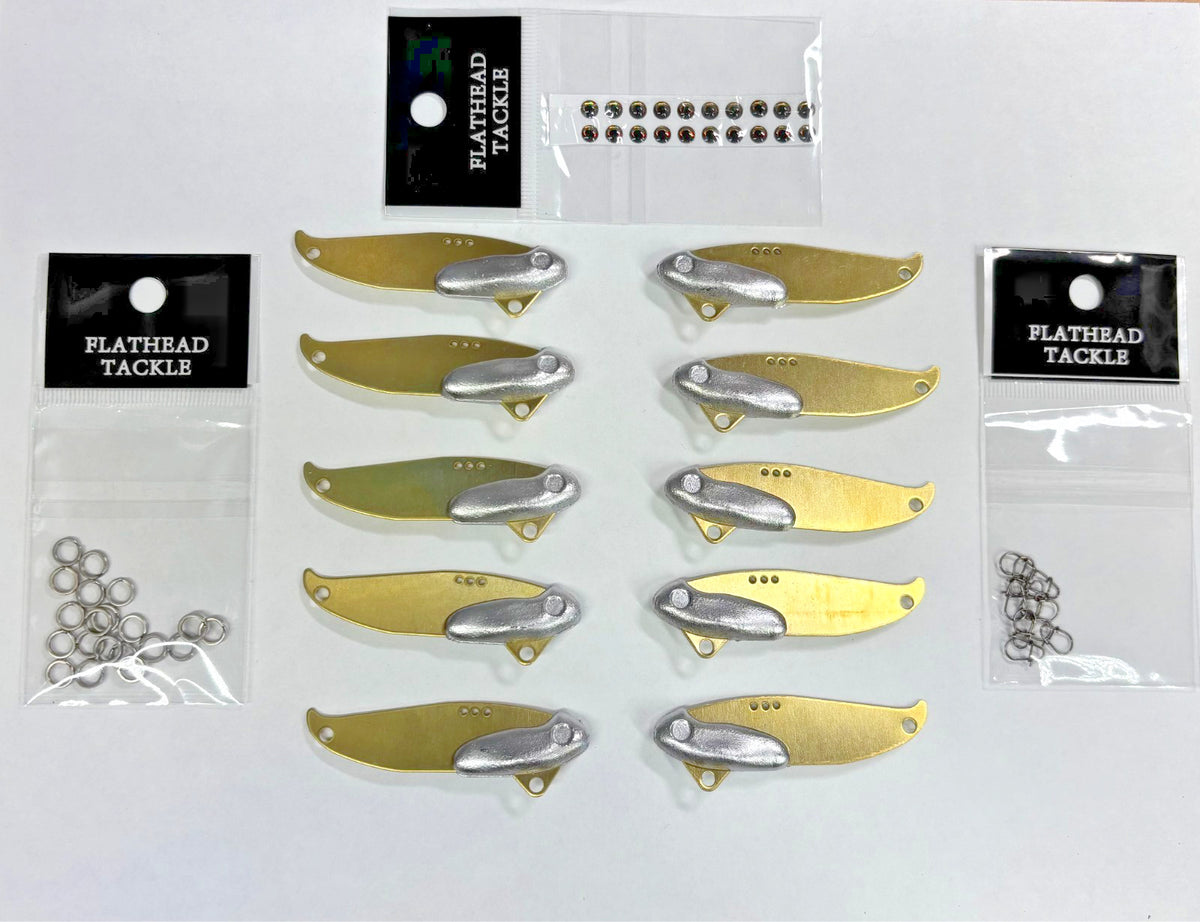 Vibrating Blade Bait Kit with Eyeballs, Split Rings & Snaps - Multiple Sizes