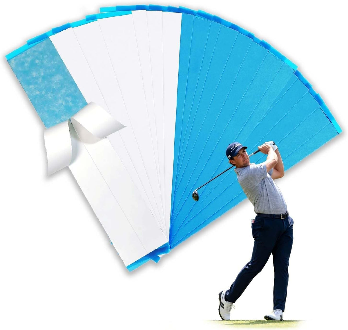 Golf Grip Tape 20-Pack, 2x10-Inch Double-Sided Adhesive Strips for Regripping