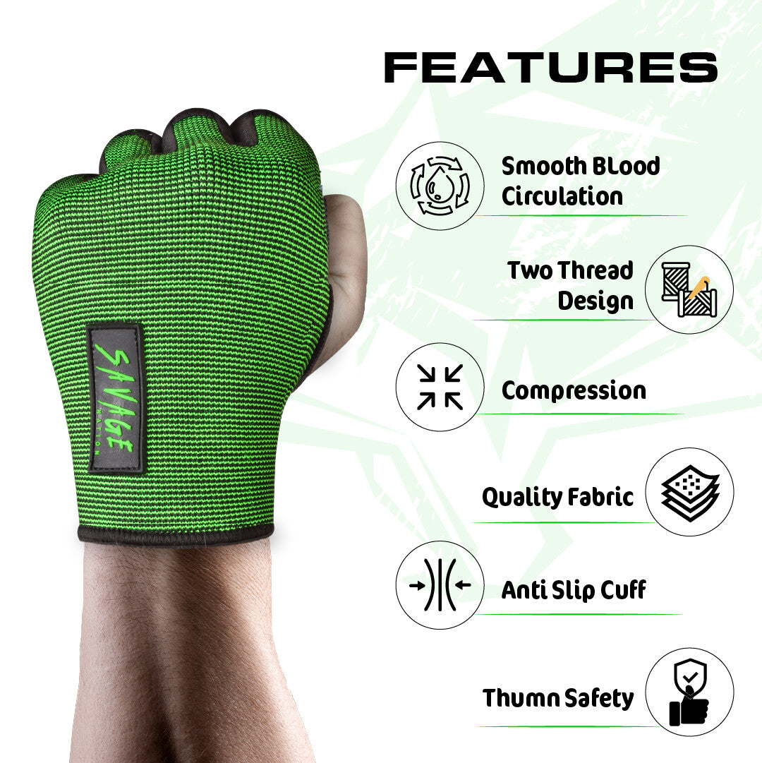 BeSavage Boxing Hand Wraps and MMA Inner Gloves with Wrist Support