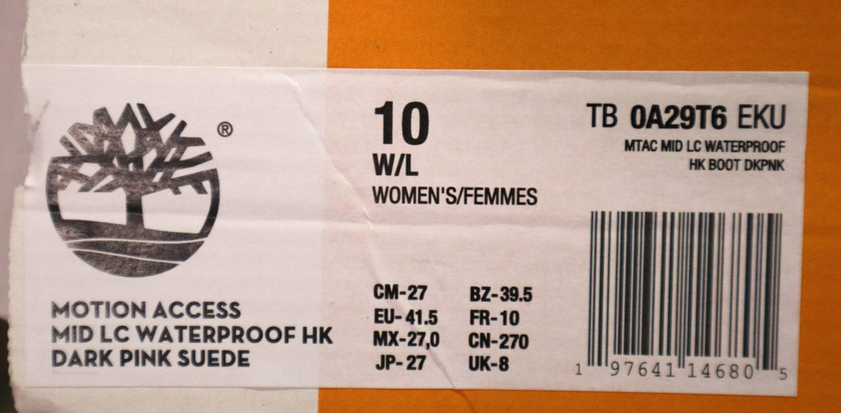 Timberland Motion Access Mid LC Waterproof Hiking Shoes - Women's Dark Pink Suede SZ 10W