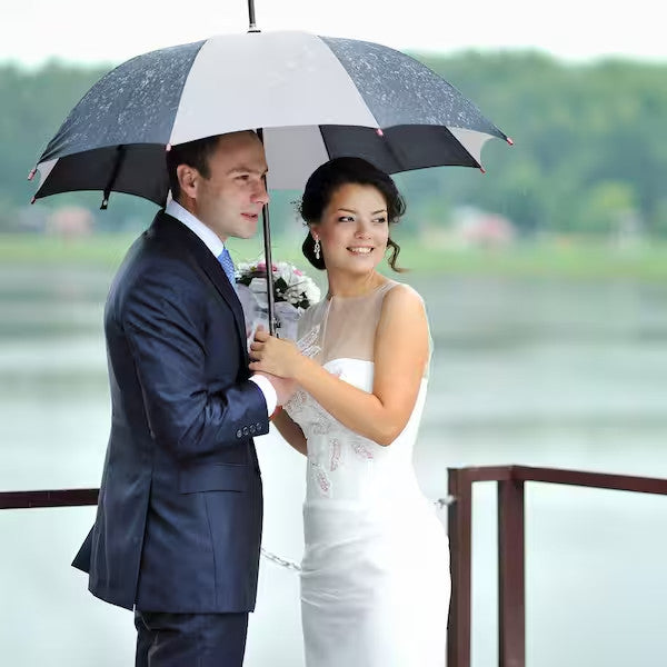 60 Inch Large Golf Rain Umbrella Black White for Golf Bag Protection