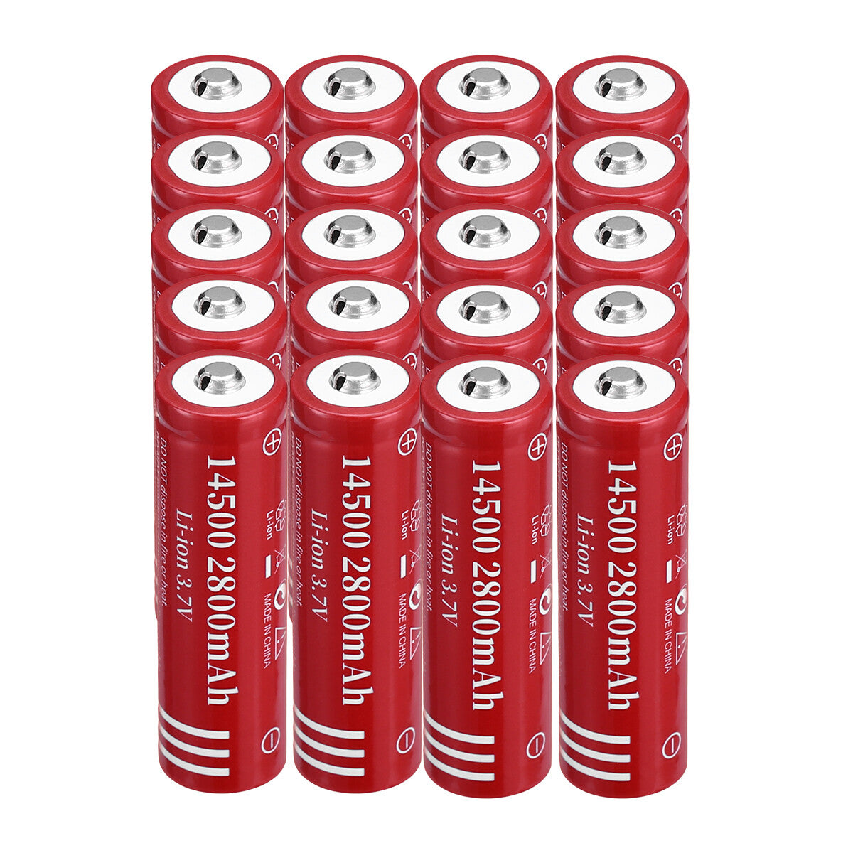 Rechargeable Lithium Battery Set 3.7V 2800mAh for Flashlights & Devices