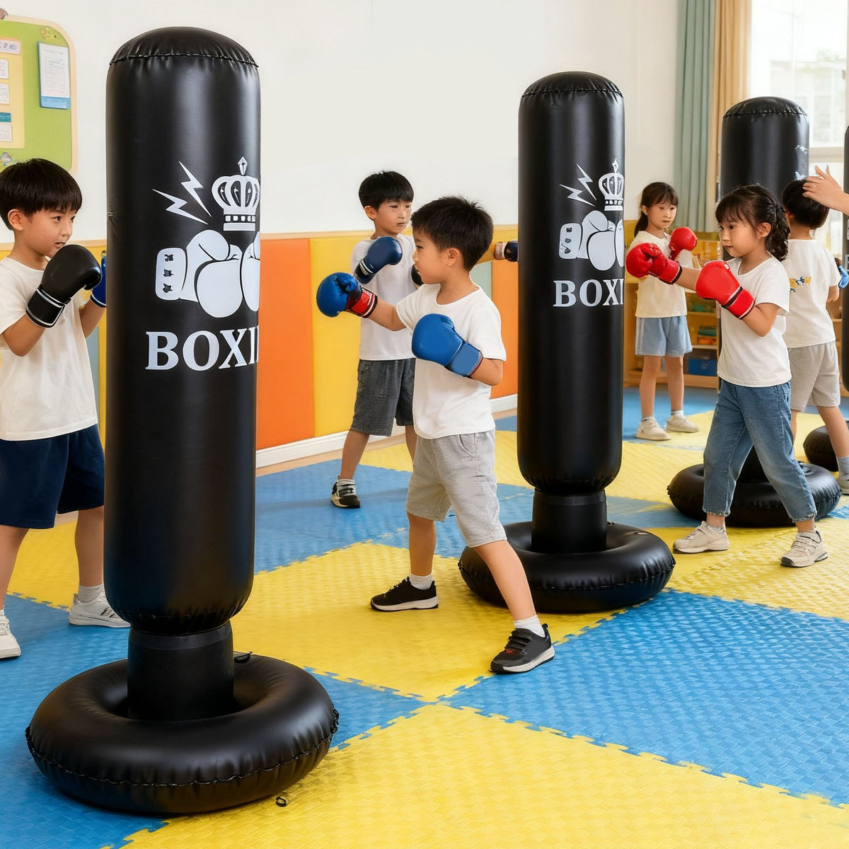 Inflatable Boxing Bag 63 Inch Punching Dummy for Martial Arts Training