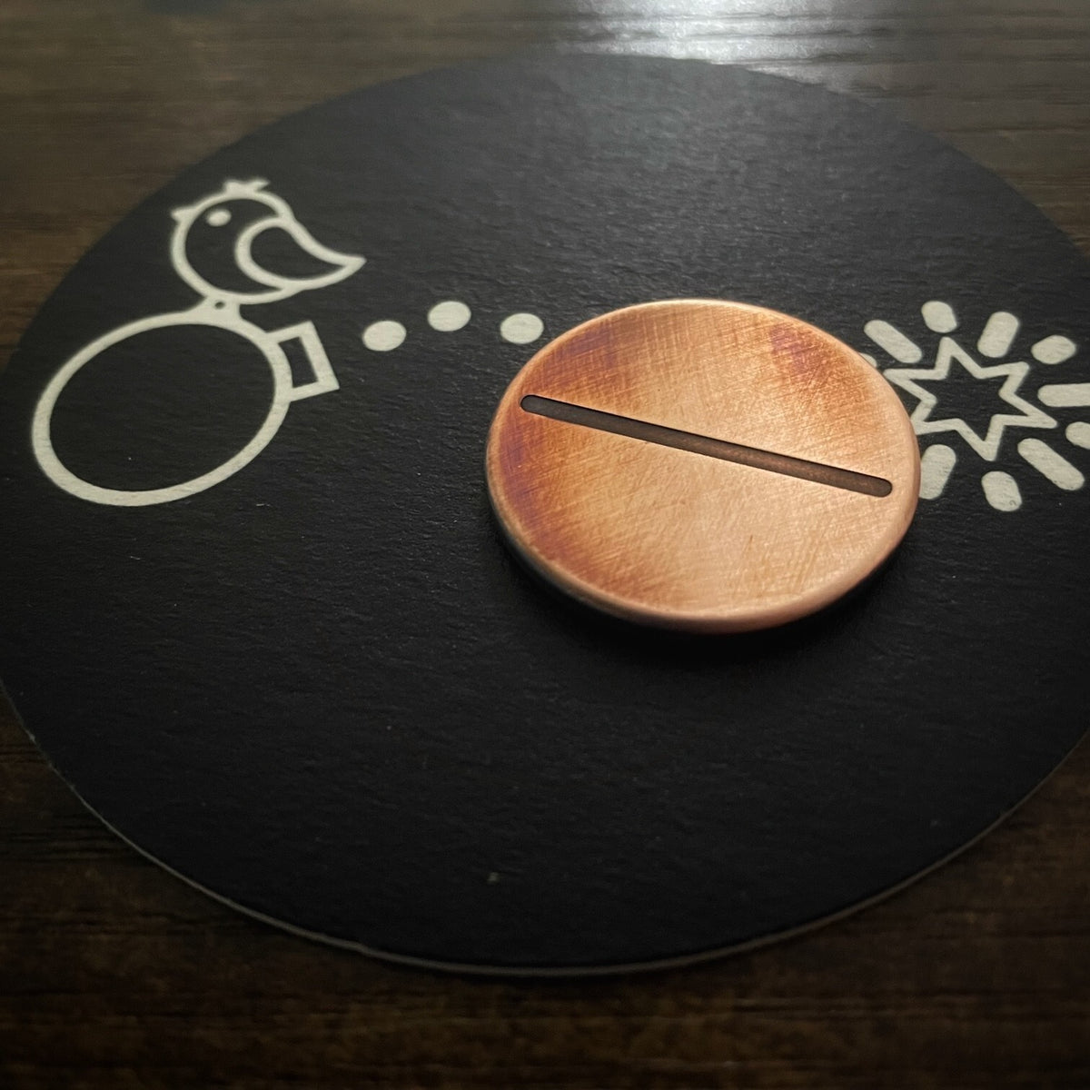 Golf Ball Marker with Alignment Line - Aged Copper Handcrafted Personalizable