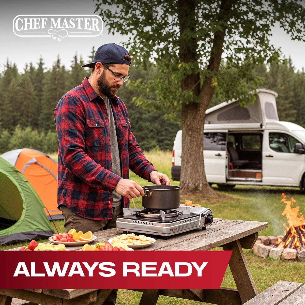 Portable Dual Fuel Camp Stove - 12,000 BTU Butane & Propane Outdoor Cooking