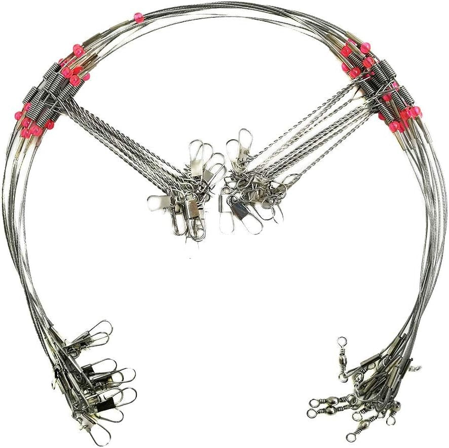 Saltwater Fishing Wire Leaders 10pcs, 1/2/3 Arm Hi-Lo Rig for Deep-Sea & Pier
