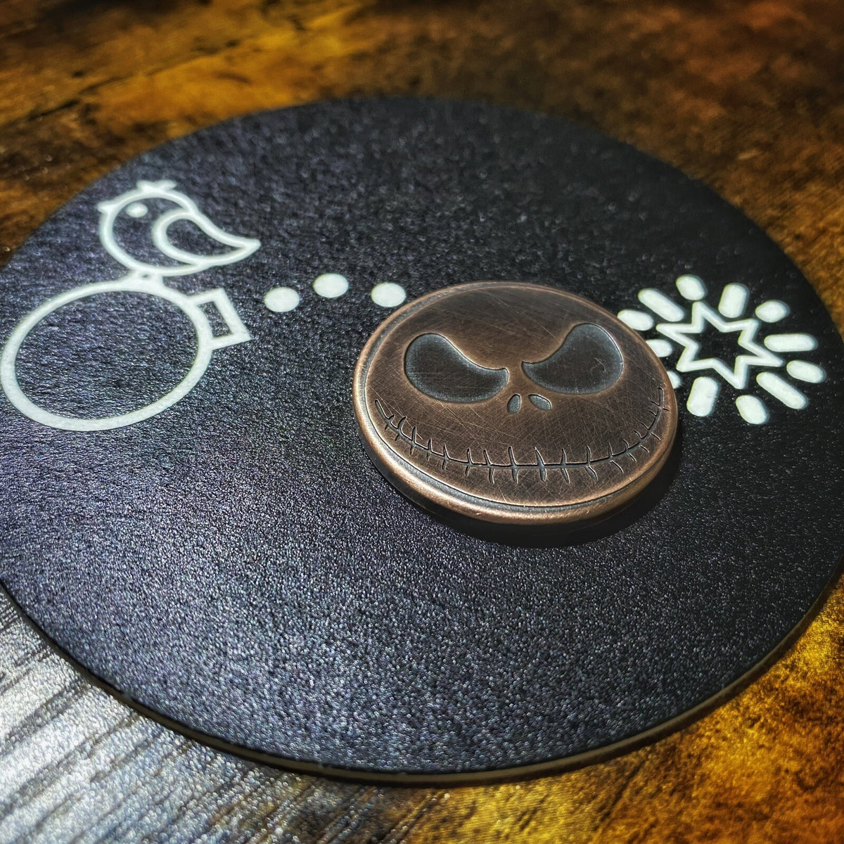 Custom Copper Golf Ball Marker - Handcrafted Raised Relief Jack Design