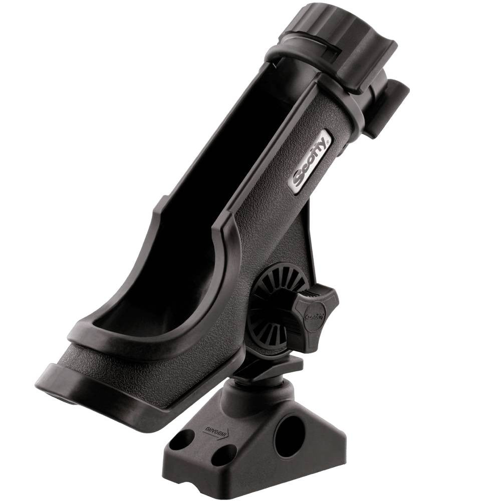Fishing Rod Holders 4-Pack with Side Deck Mount - Universal Locking, Black
