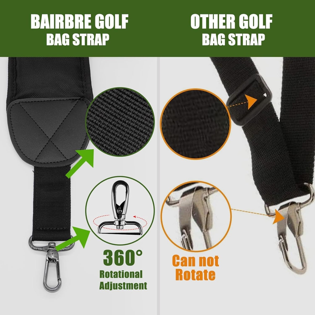 Golf Bag Shoulder Strap Replacement Adjustable Padded Nylon Carry Strap