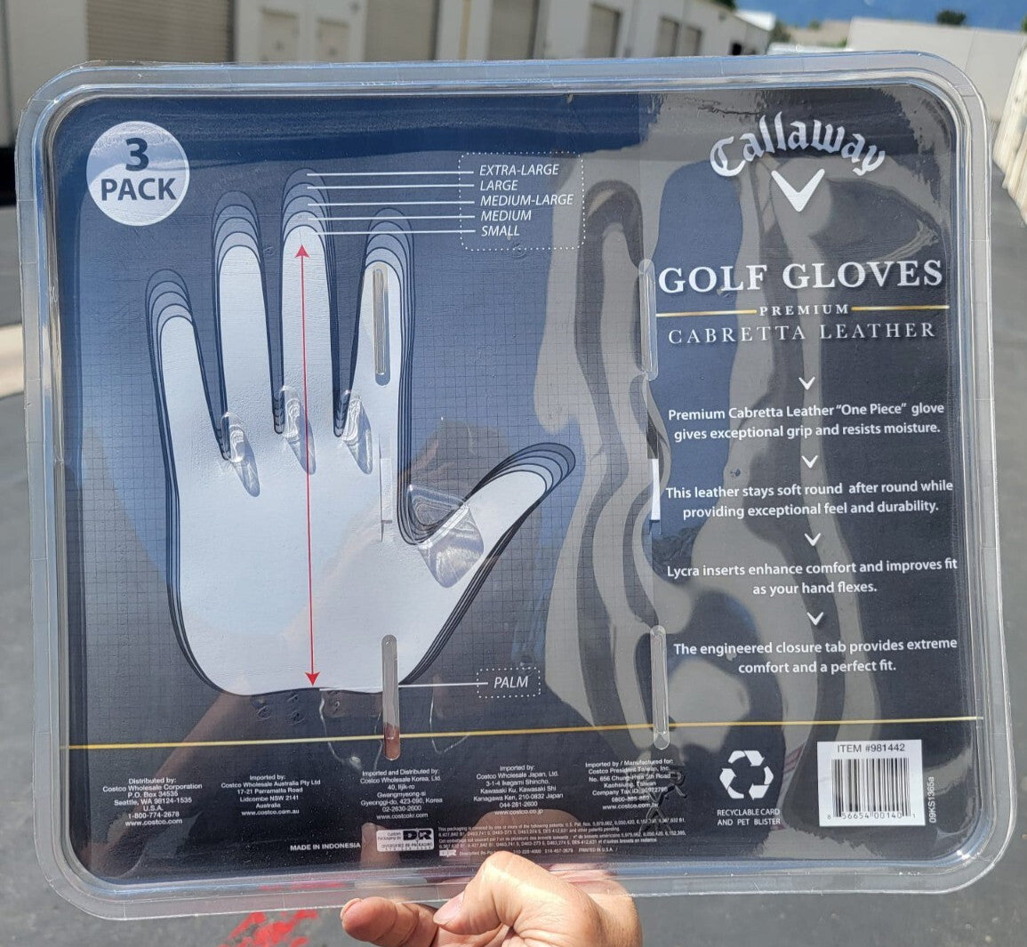 Premium Golf Gloves 3-Pack Cabretta Leather Small | Sealed
