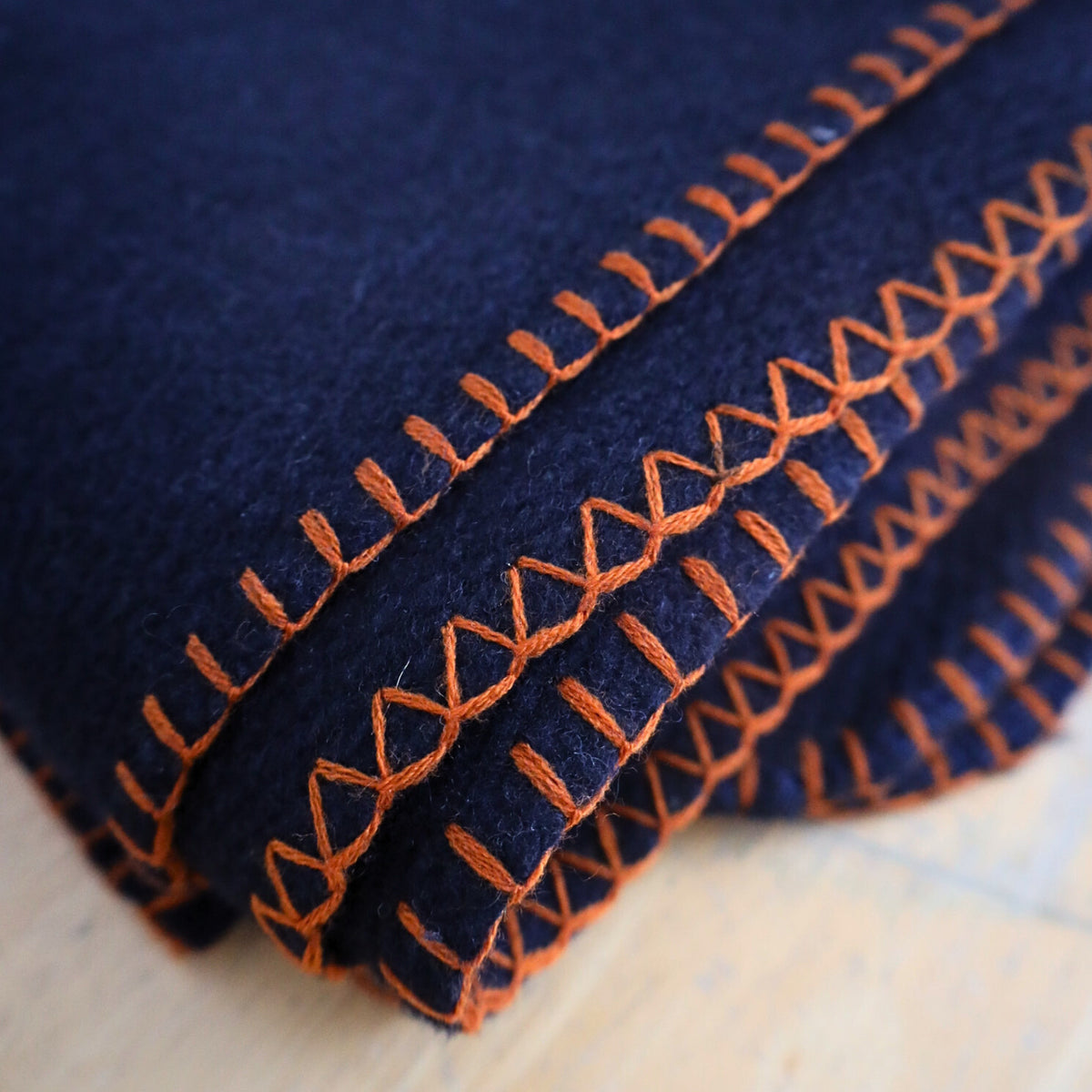 Heavy Duty Wool Blanket for Camping Emergency Preparedness 64 x 84 Inches - Navy Blue