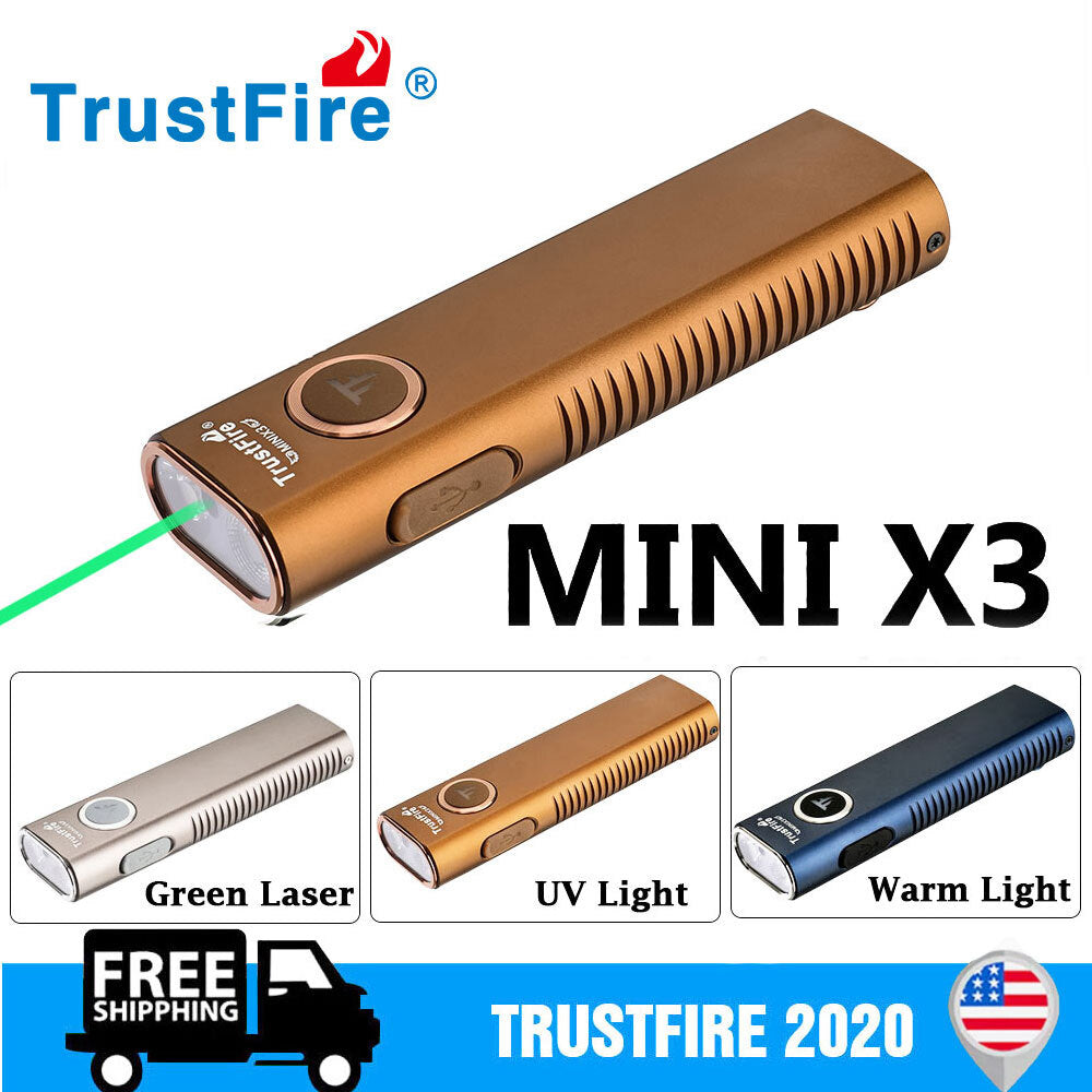 TrustFire Pro Flat EDC Flashlight with LED, UV, and Laser - Small Powerful Light
