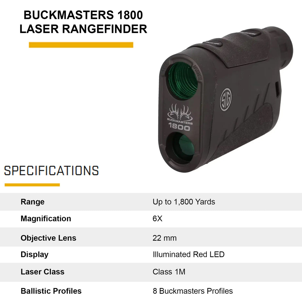 Laser Rangefinder 1800 Yards with Red LED Display Waterproof Compact