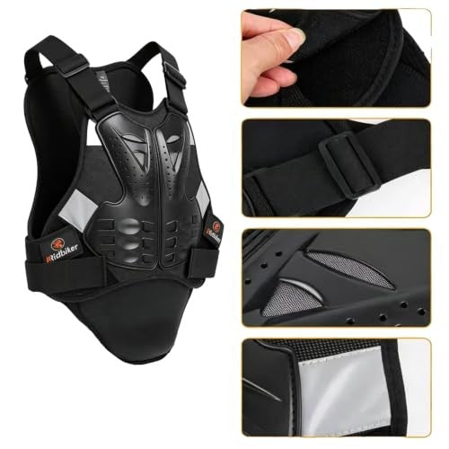 Motorcycle Chest Protector Body Armor Vest with Spine Protection XL Black