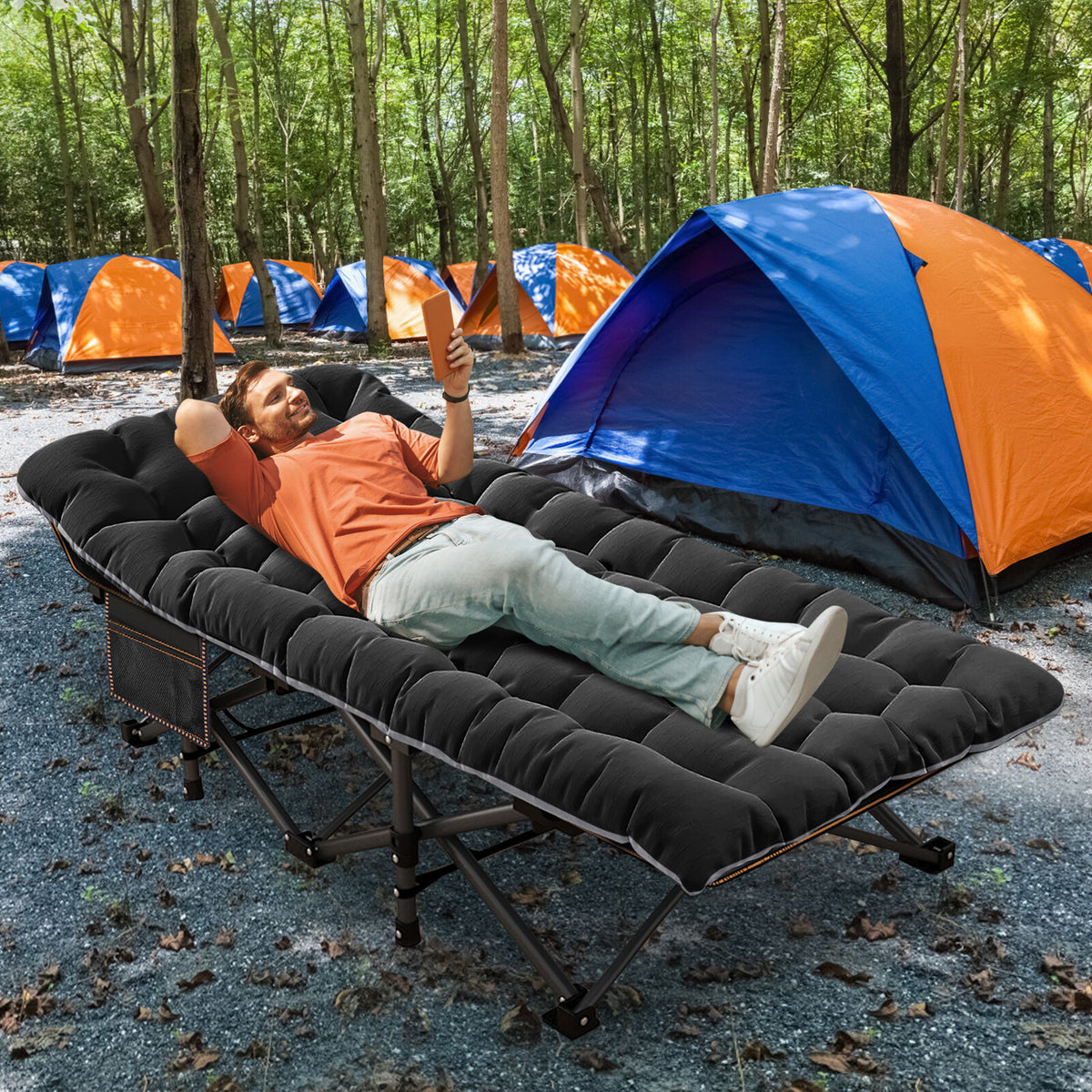 Heavy Duty Folding Camping Cot for Adults Supports 900 lbs XL Large Bed