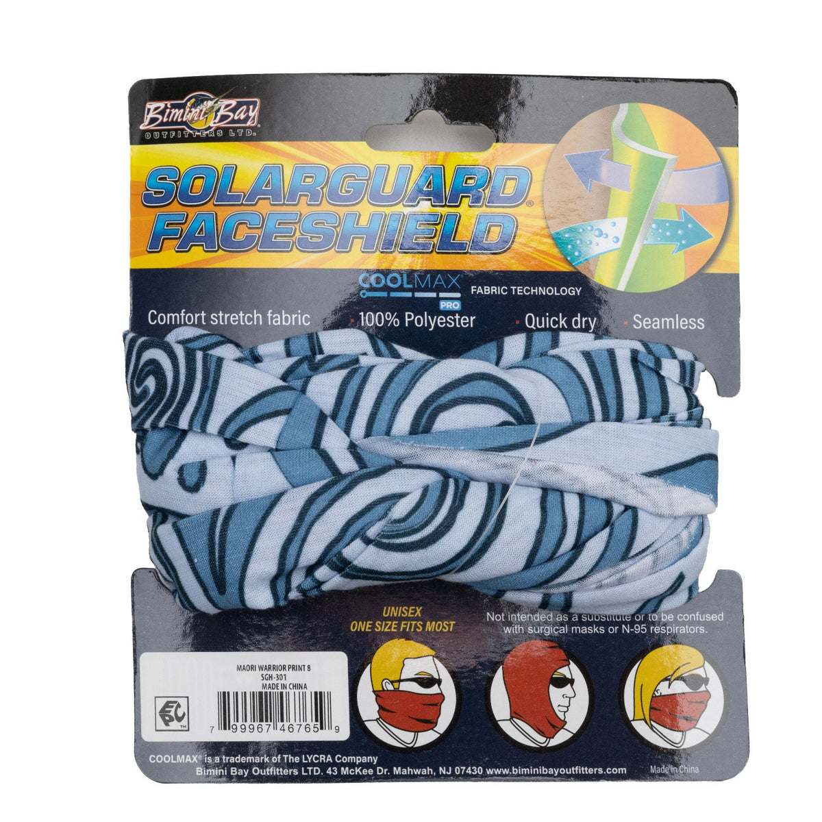 Sun Protection Faceshield with Coolmax Fabric Maori Warrior Print - Unisex Outdoor Face Cover