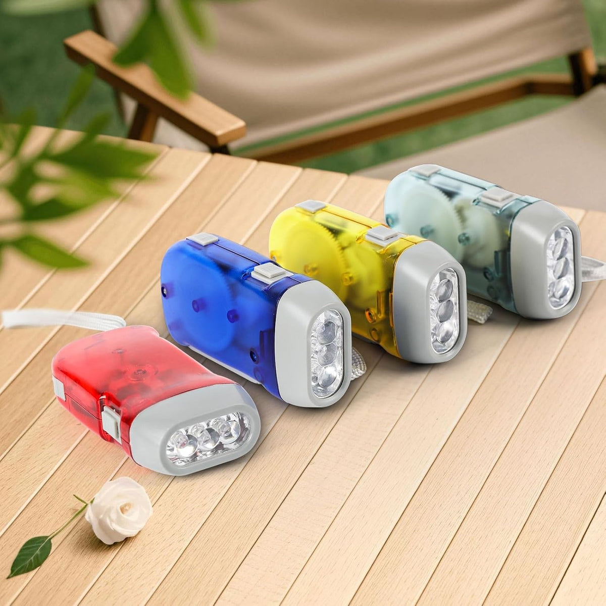 4 Pack Hand Crank LED Emergency Flashlights - No Batteries Required