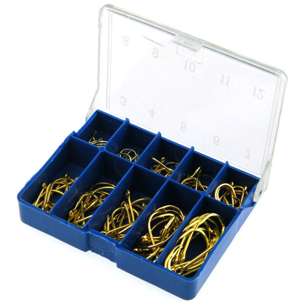 100Pcs Fishing Hooks Set, High Carbon Steel, Sharp & Durable, Multiple Sizes