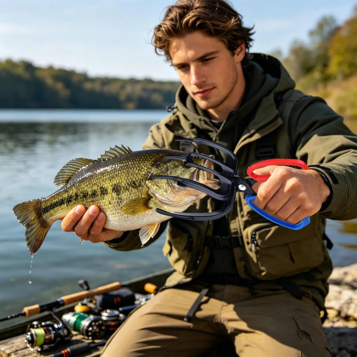 Portable Fish Gripper 3 Claw Metal Catch Control Tool for Anglers