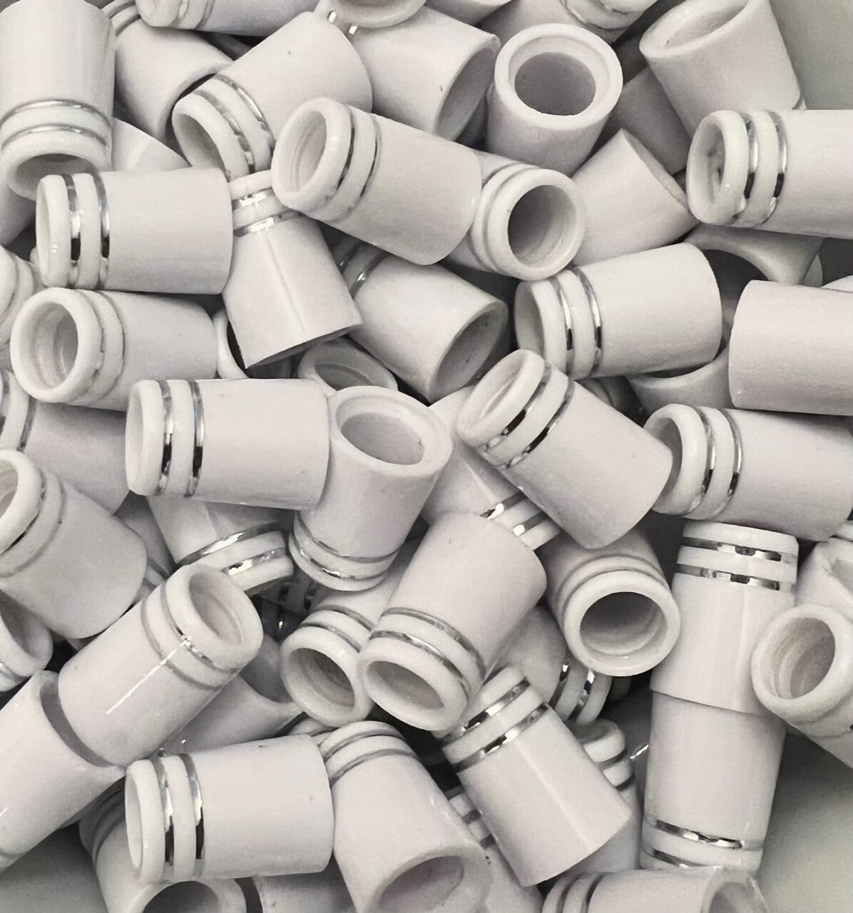 Golf Iron Ferrules White with Double Silver Ring - Multiple Sizes