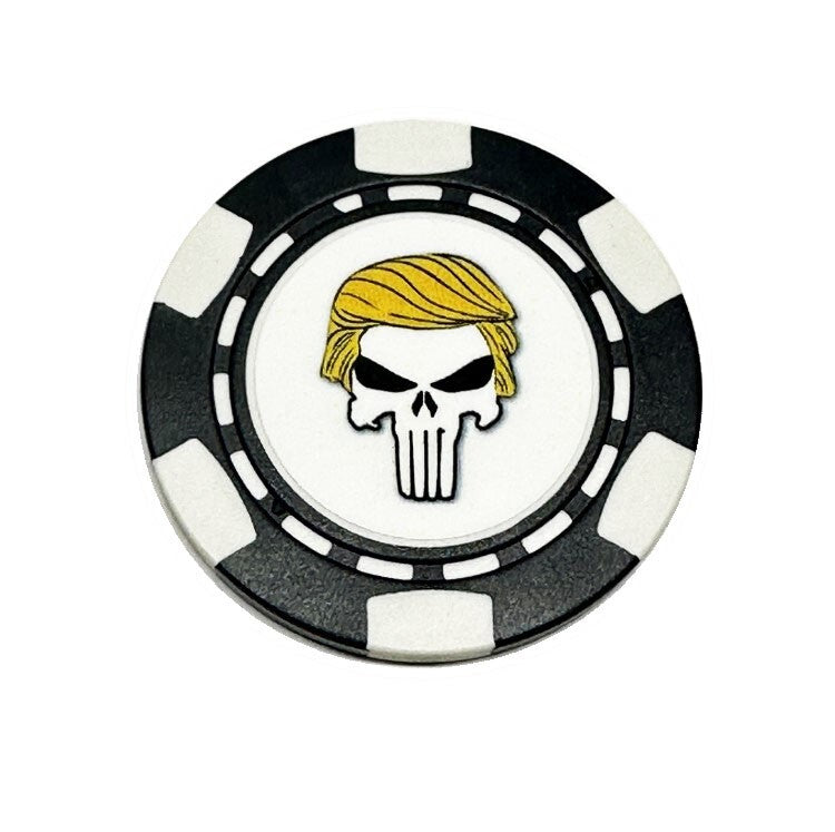 Golf Ball Marker Poker Chip with Skull Trump Punisher 2024 Design
