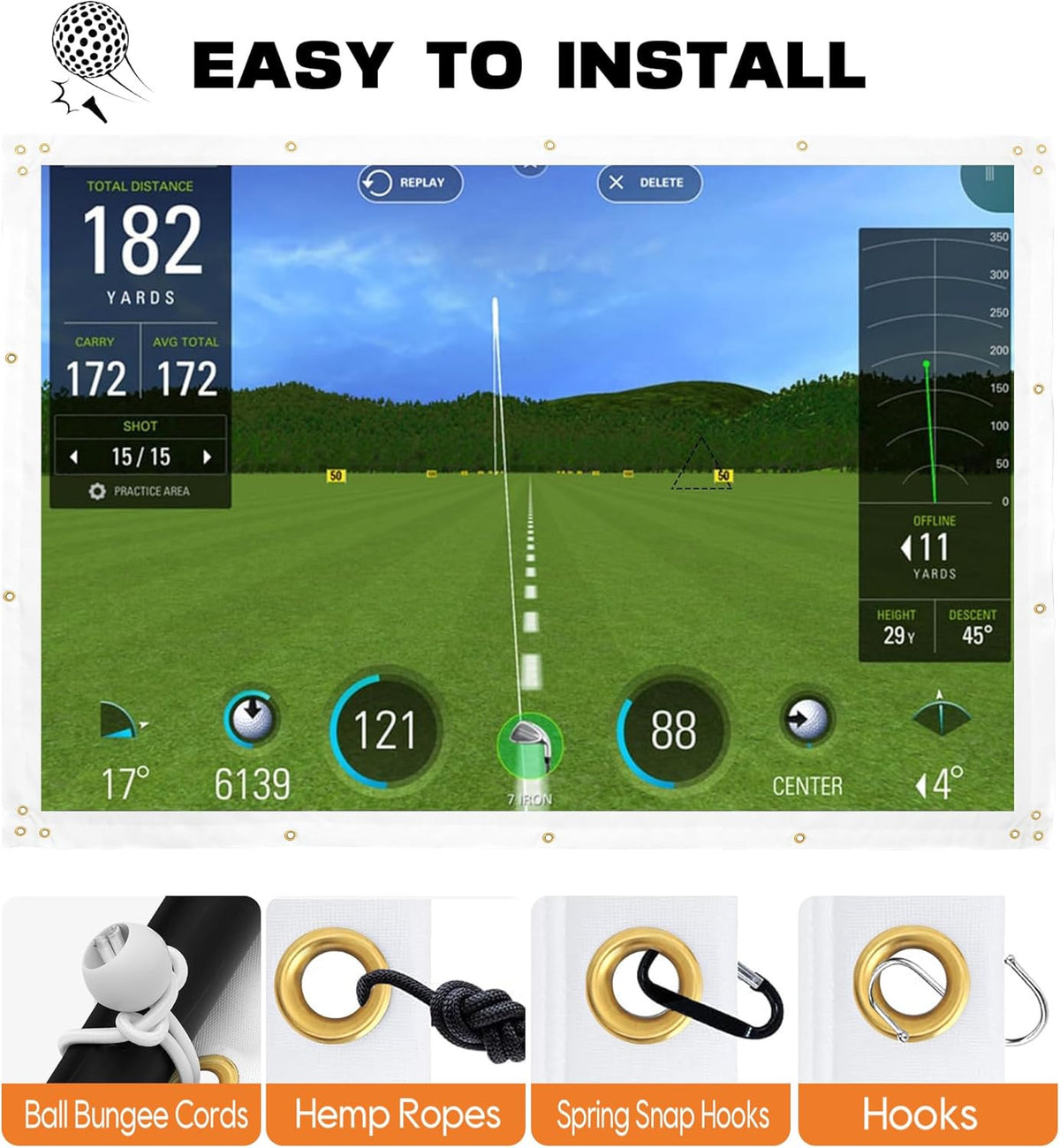Golf Impact Screen 4mm Thick HD Indoor Outdoor Practice Screen with Reinforced Edges