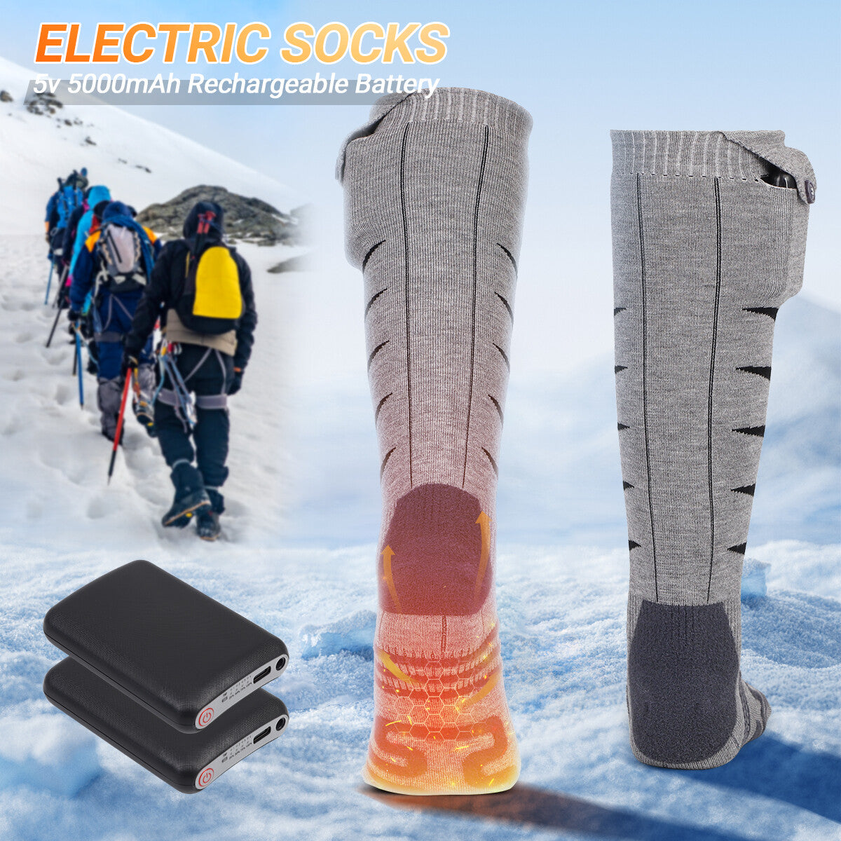 Electric Heated Socks Rechargeable Battery Winter Foot Warmer Men Women