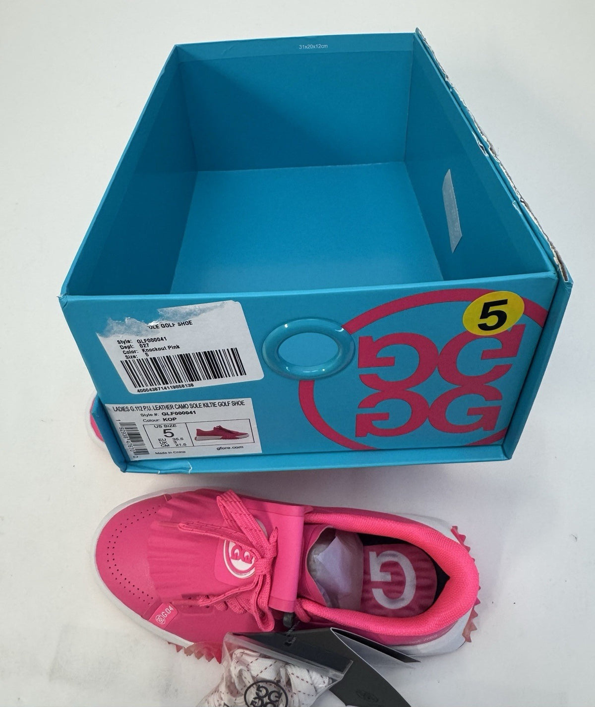 G/FORE Ladies Leather Camo Golf Shoes Size 5 Pink Waterproof Kiltie