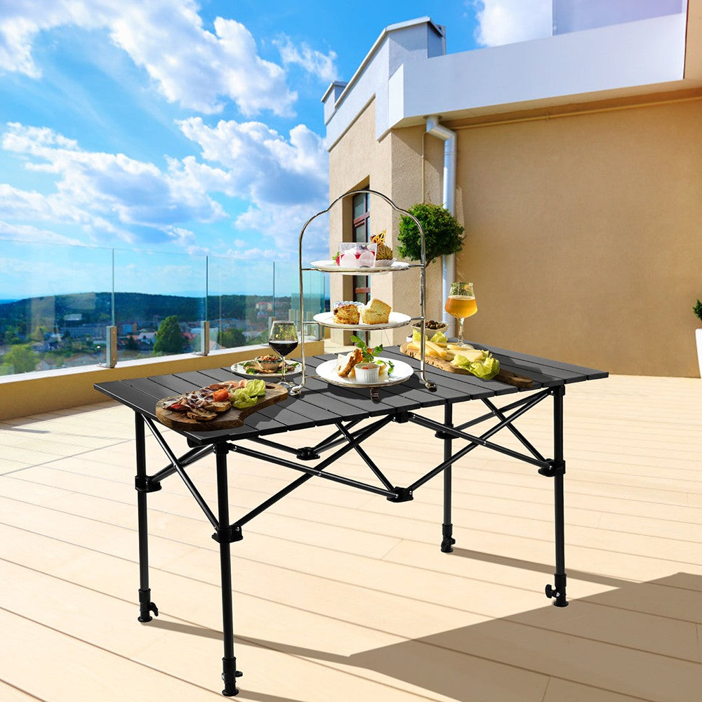 Portable Folding Camping Table with Adjustable Height & Carry Bag