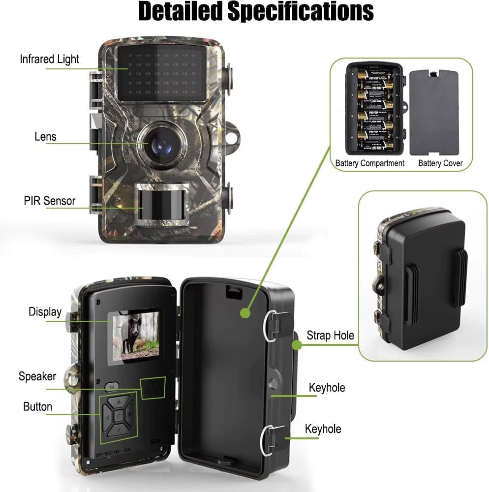 Wildlife Trail Camera Full HD 1080P Night Vision Waterproof Motion Sensor