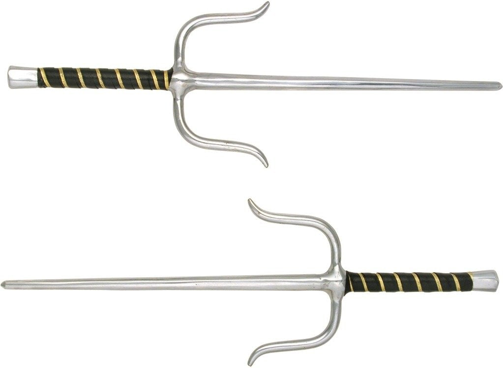 Martial Arts Training Sais 15 Inch Stainless Steel Blades Practice Weapon Pack of 2