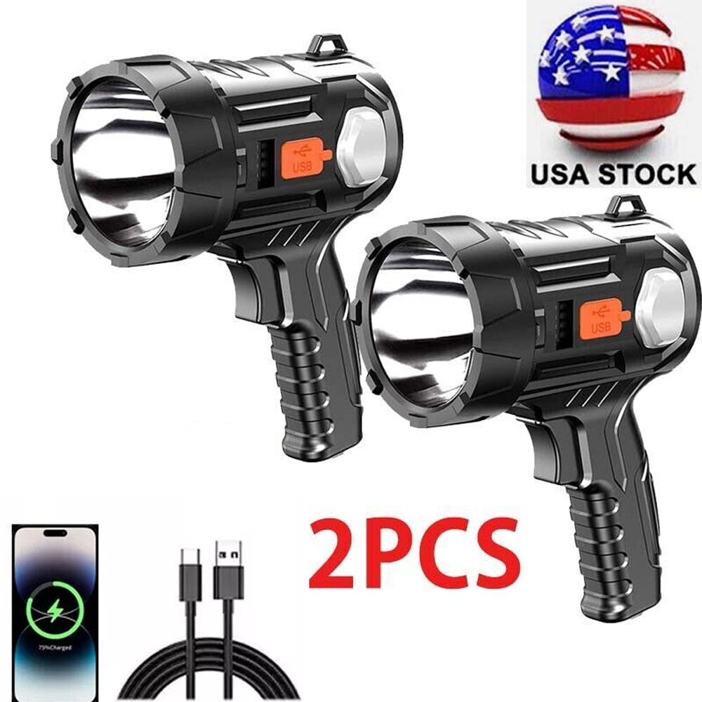 High-Power Rechargeable LED Spotlight 9 Million Lumens Handheld Flashlight