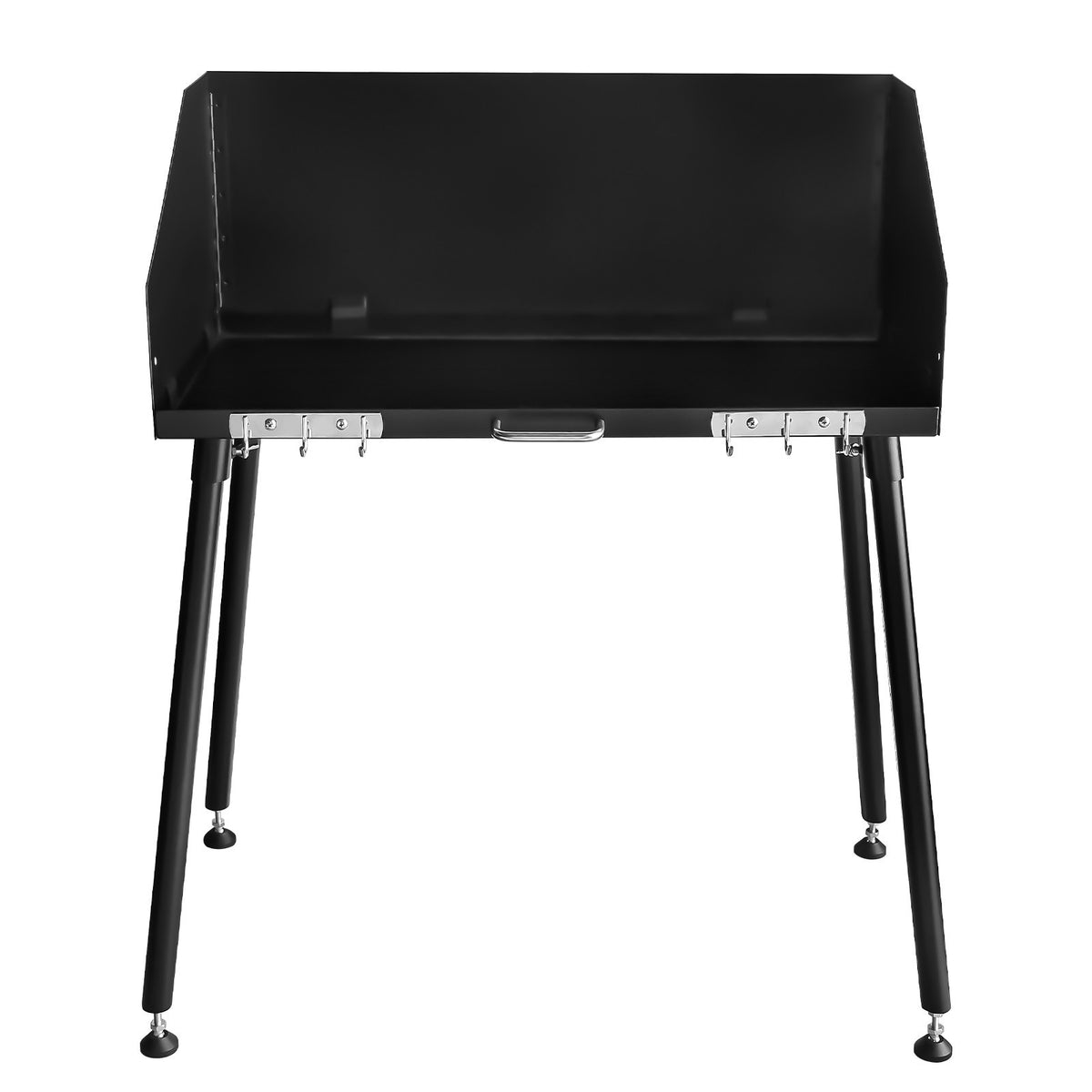 Camping Cooking Table with Windshield - 30x16 Inch Carbon Steel Portable Table