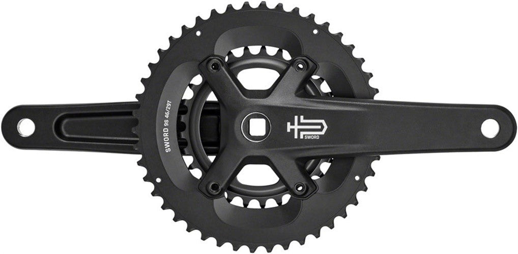 microSHIFT Sword 2x Gravel Bike Crankset - 165mm, 9-Speed, 46/29t, Square Taper, Black