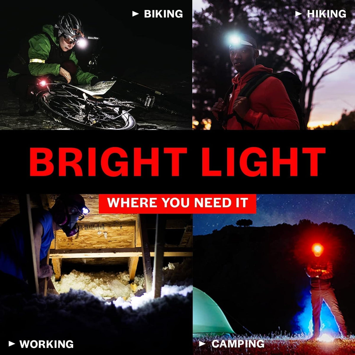 LED Headlamp Flashlight 2 Pack for Camping Hunting Running Fishing