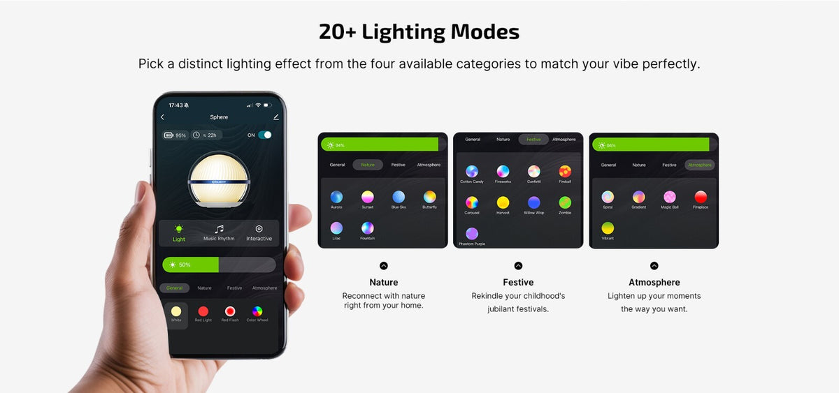 Olight Sphere C Ambient Light with App Control, 360° RGB LEDs, USB-C Rechargeable