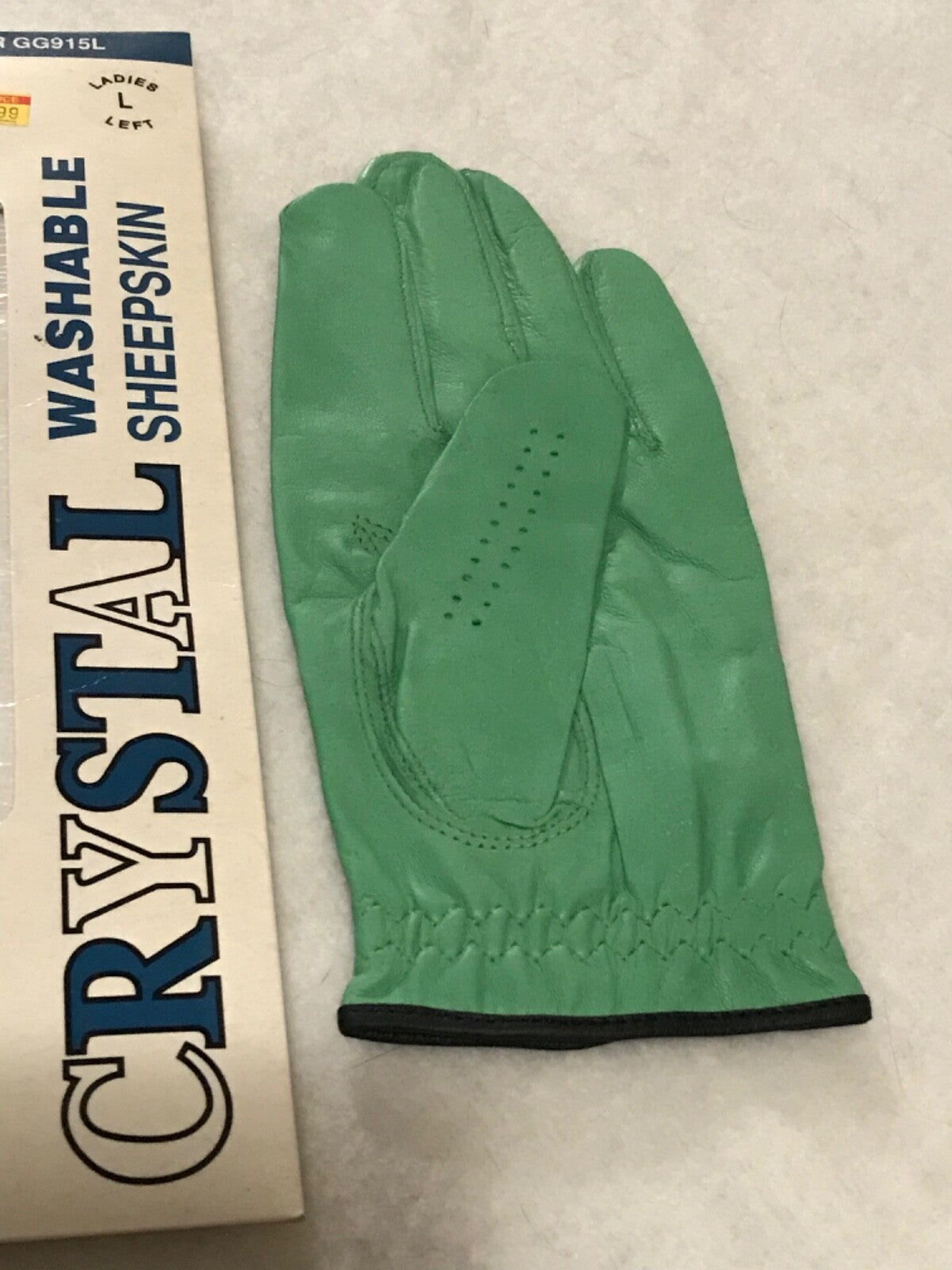 Washable Sheepskin Golf Glove - Left Hand, Large, Green, for Ladies
