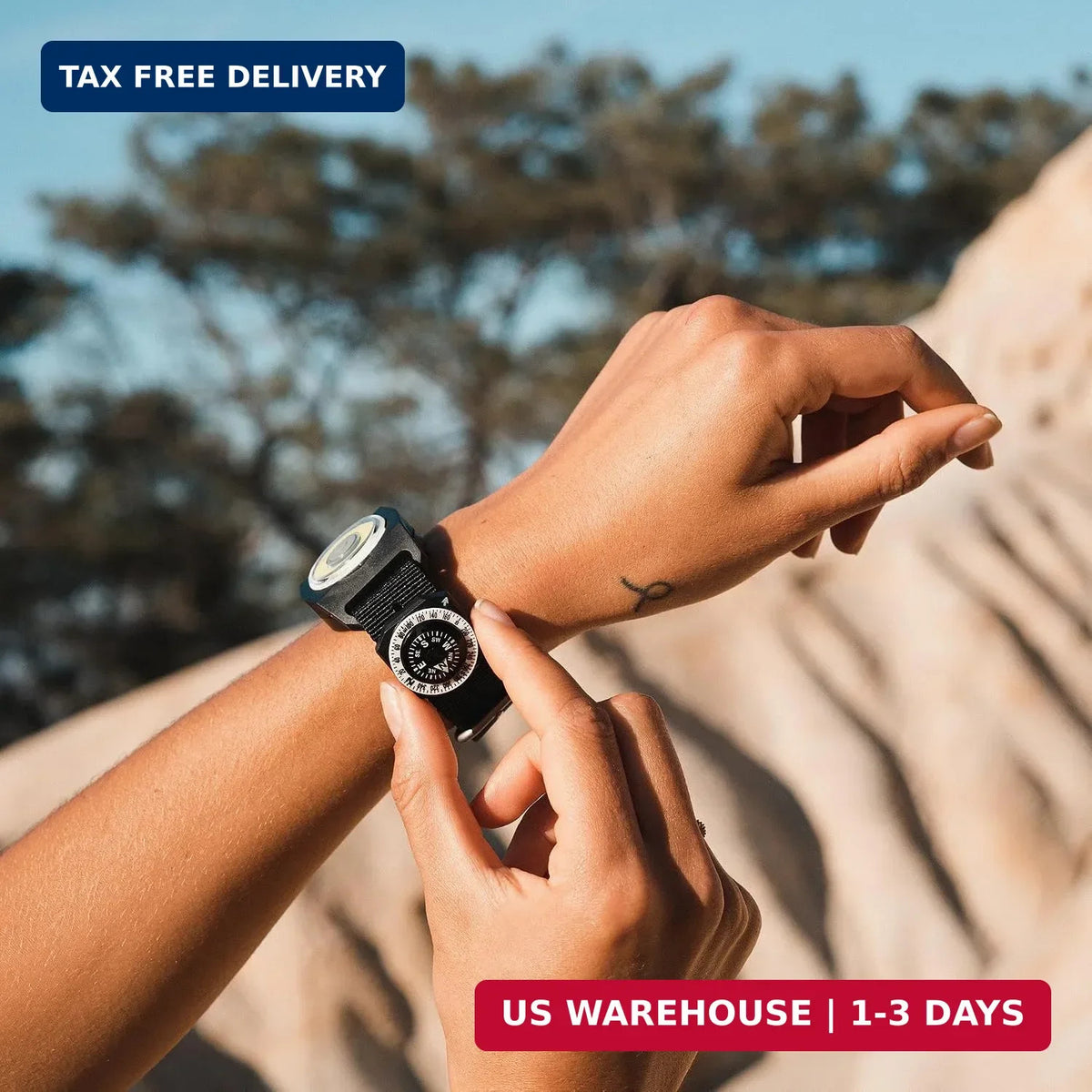 Micro Wrist Compass for Hiking Camping Survival Watch Band Attachment