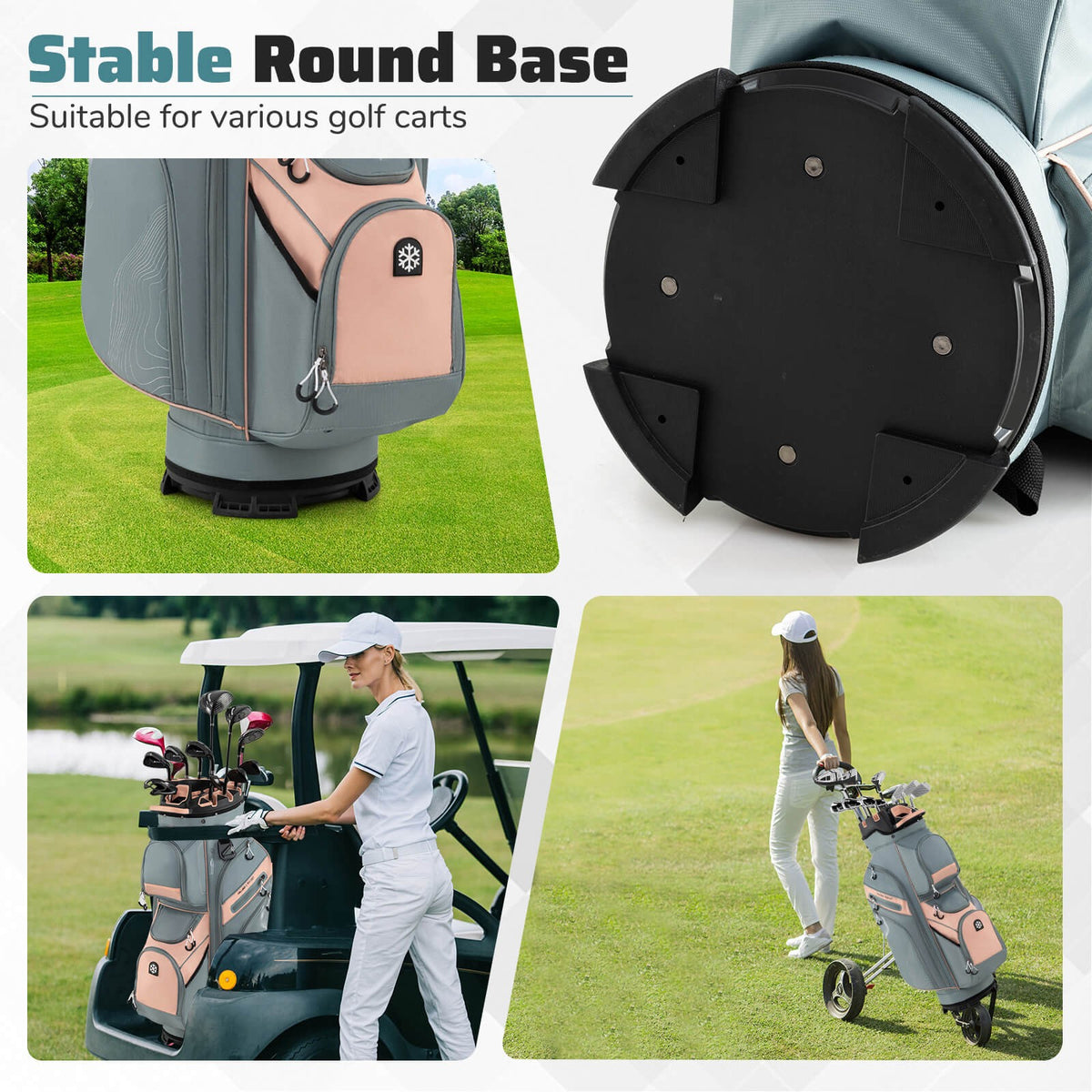 Golf Cart Bag with 14-Way Dividers, 11 Pockets, Cooler & Accessories
