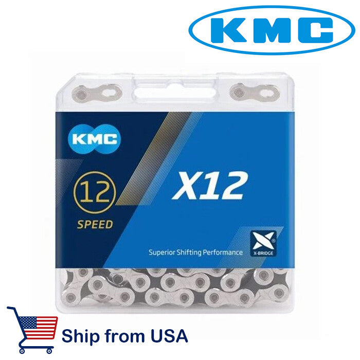 12-Speed Bike Chain 126 Links Silver for Road MTB Drivetrains - KMC X12