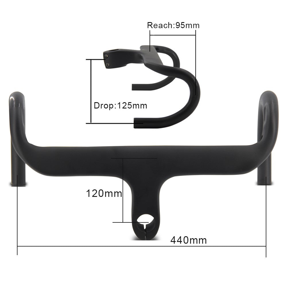 Carbon Bicycle Handlebar 1-1/8" Integrated Road Drop Bar Lightweight Aerodynamic