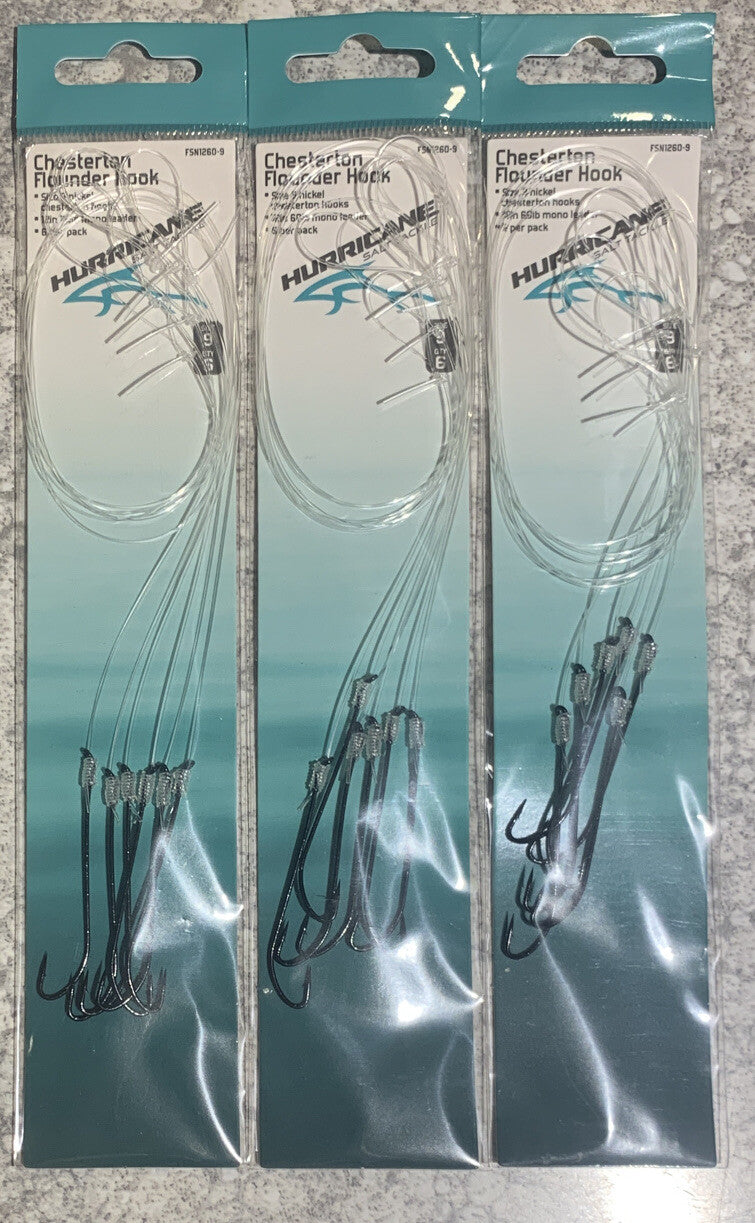 3 Pack Fishing Hooks Size 9 for Flounder and Saltwater Fishing