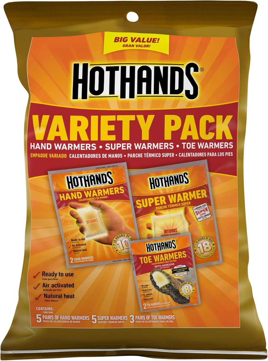 Chemical Hand Warmers Variety Pack for Outdoor Winter Activities