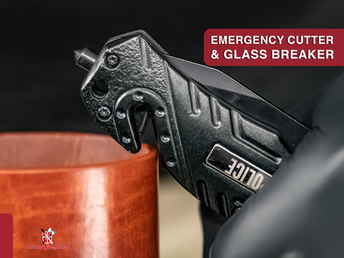 Emergency Tactical Knife with LED Light, Glass Breaker & Seat Belt Cutter